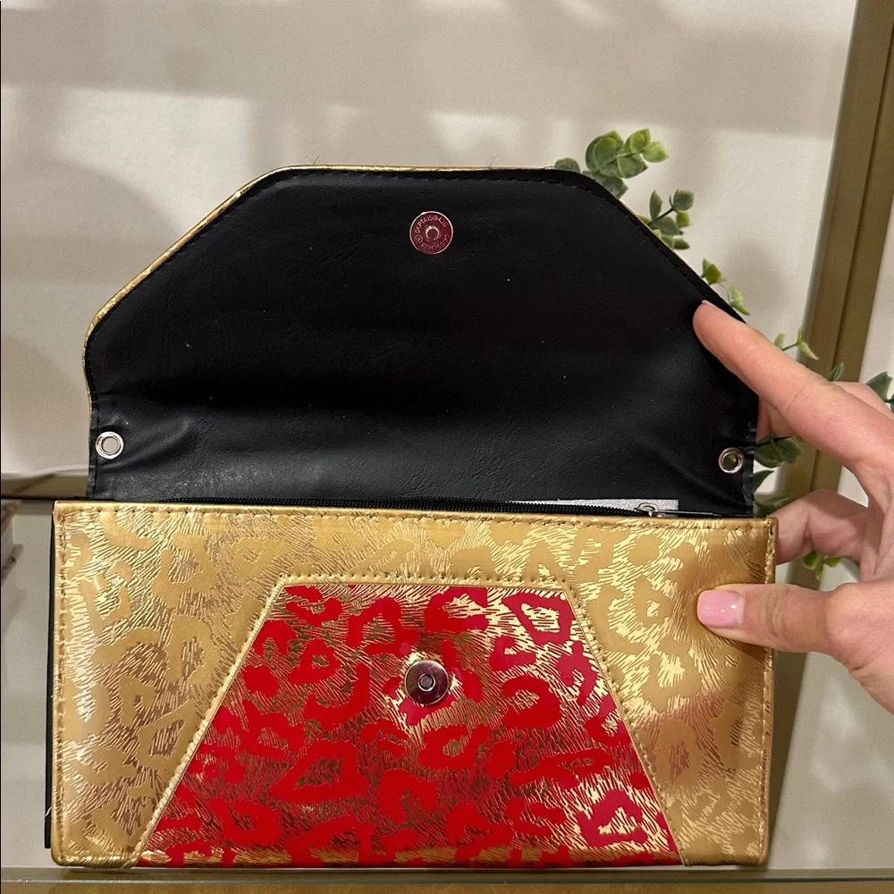 Red and Gold Leopard Print Clutch